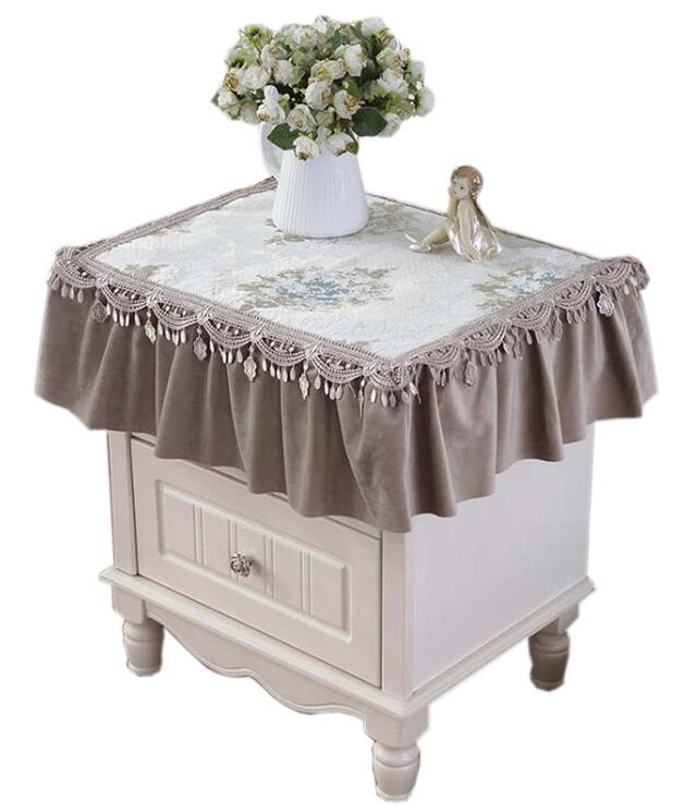 European Style Bedside Lace Floral Dust Table Cloth Cover, Champagne