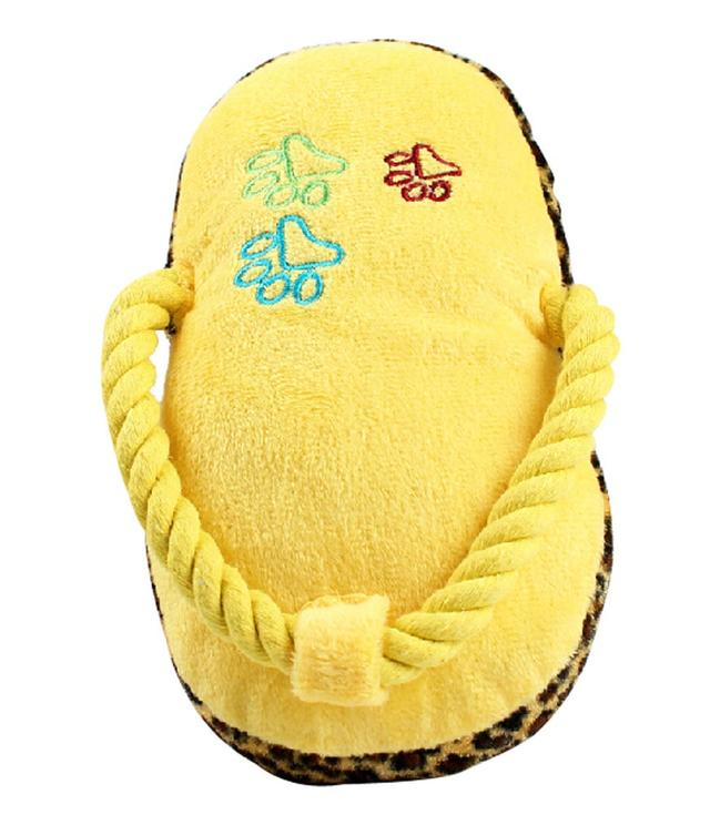 PS-PET2975415011-ALAN01287 Creative Slipper Shaped Knot Rope Ball Chew Dog Puppy Toy Pet Chew Toy, Yellow