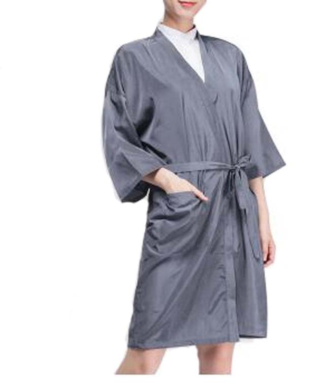 PS-BEA10865957011-YAN01579 Gown Upscale Robes Beauty Salon Smock for Clients, Gray