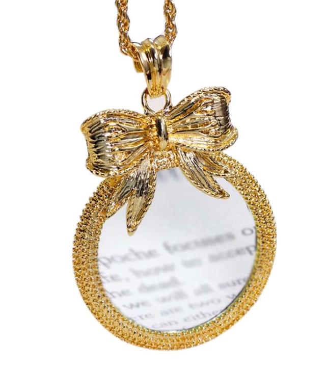 Fashion Magnifying Glass Necklace Bow - knot Necklace Magnifier, Gold