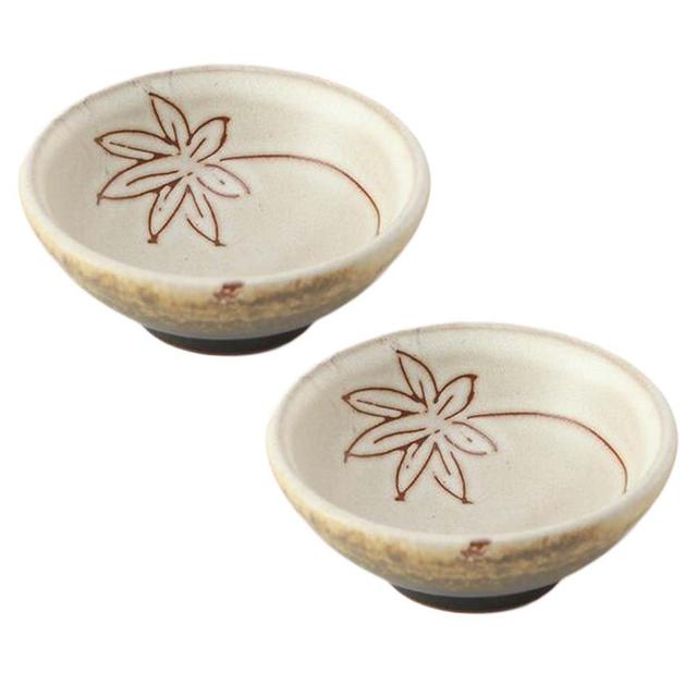 PF-HOM367125011-DORIS00103-RP 2 oz Chinese Crude Pottery Kungfu Ceramic Japanese Maple Leaf Handcraft Wine & Tea Cups&#44; Beige - 2 Piece