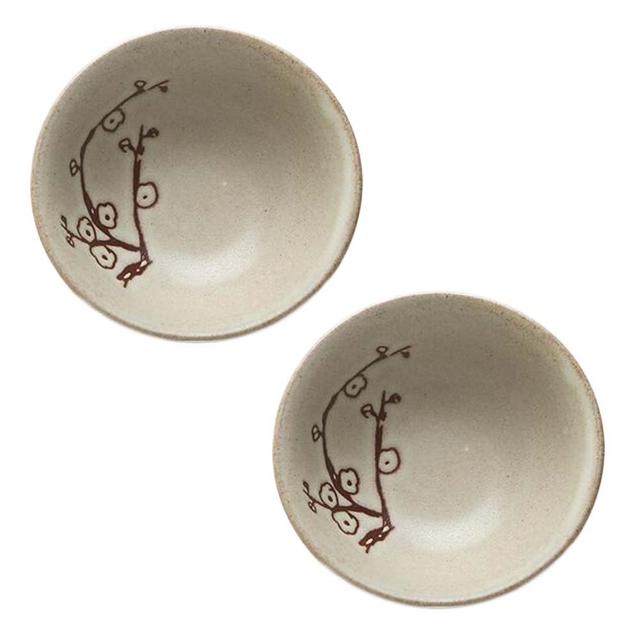 PF-HOM367125011-DORIS00106-RP 2 oz Crude Pottery Chinese Plum Blossom Kungfu Handcraft Japanese Ceramic Wine & Tea Cups&#44; Beige - 2 Piece