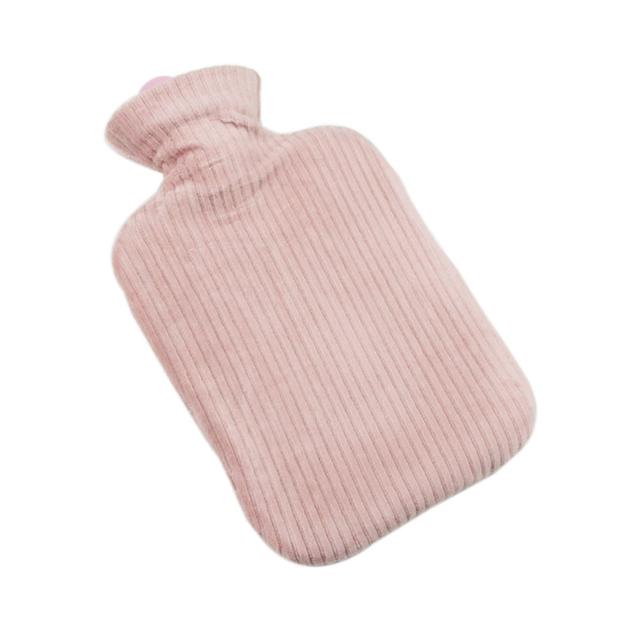 800 ml Pure Color Classic Hot Water Bottle with Plush Cover for Heat & Cold Therapy, Pink