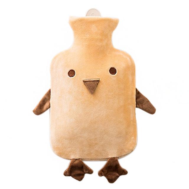 1 Liter Cute Bird Hot Water Bottle with Soft Plush Cover for Hot & Cold Therapy Pain Relief, Yellow