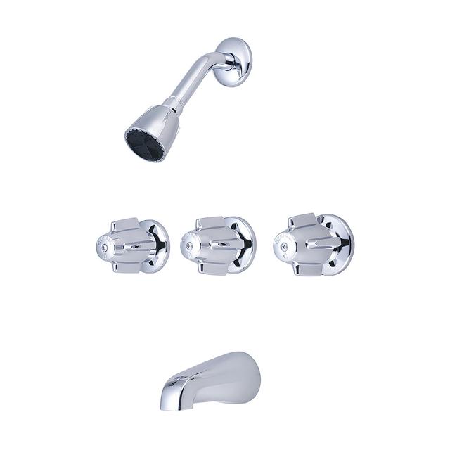Three Handle Tub & Shower Set - Polished Chrome
