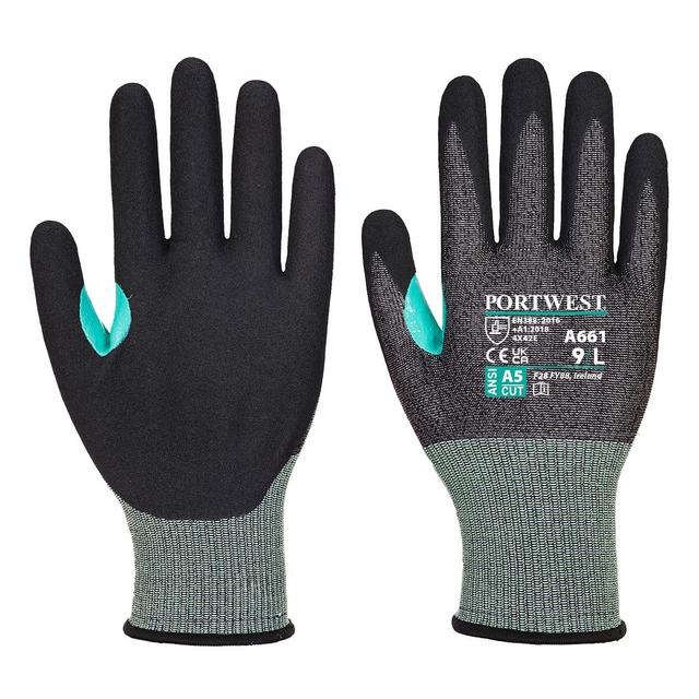 A661K8RXXL CS VHR18 Nitrile Foam Cut Glove, Black -2XL
