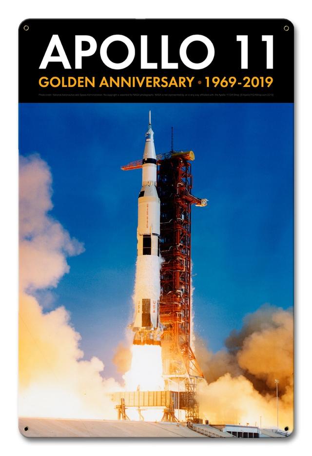 Pasttime Signs  12 x 18 in. Satin - Apollo 11 50th Anniversary Liftoff Metal Sign