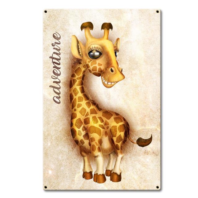 NUR038 13 x 20 in. Adventure Giraffe Vintage Metal Sign