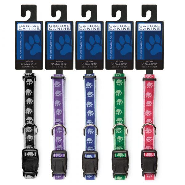 6-10 in. TwoTone Pawprint Collar&#44; Pink