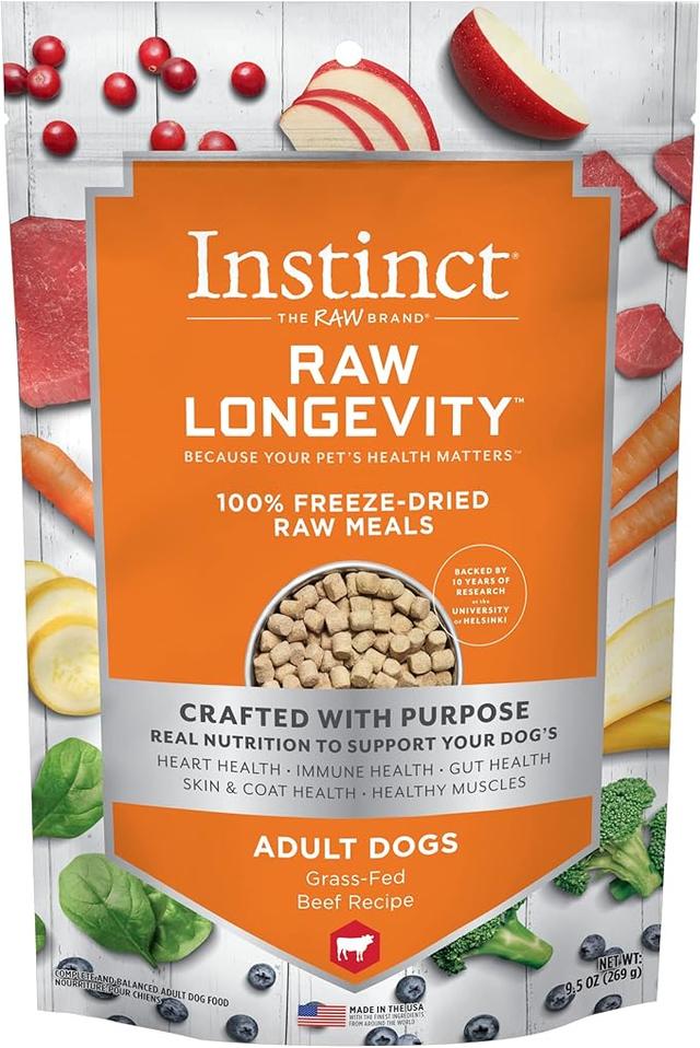 65072143 9.5 oz NV Longevity Freeze Dried Beef Dog Food