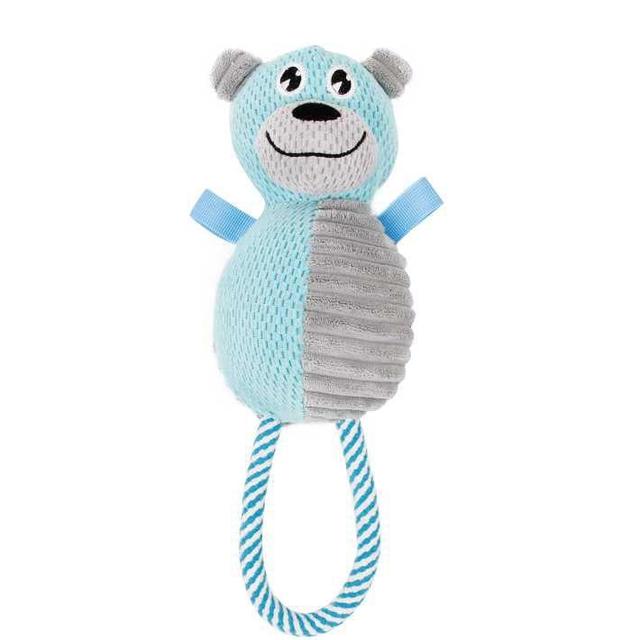 Natural Jute & Squeak Chew Tugging Dog Toy&#44; Blue & Grey - One Size