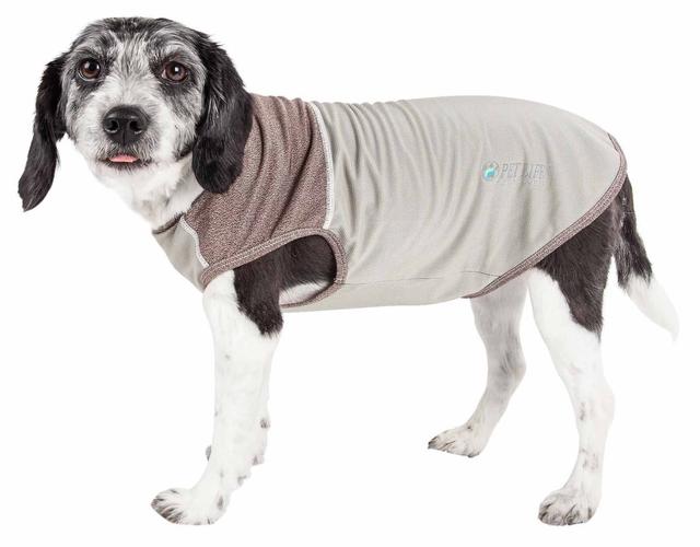 Active Aero-Pawlse Heathered Quick-Dry & 4-Way Stretch-Performance Dog Tank Top T-Shirt - Tan & Brown, Extra Small