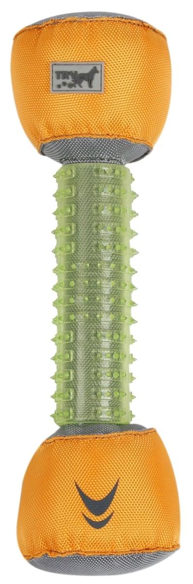 Hoist-a-Fetch Durable Nylon & Rubber Floating Dental Fetch Dog Toy&#44; Green & Orange - One Size