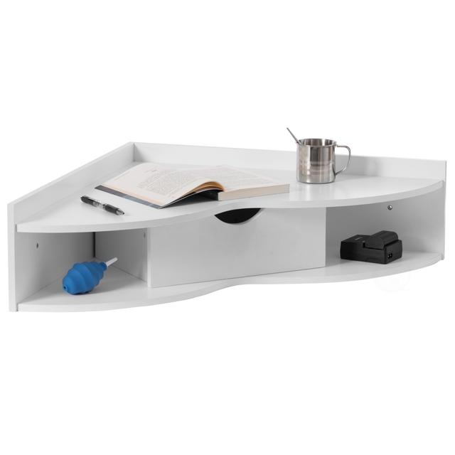 QI004024.WT 7 x 33 x 23.5 in. Corner Desk Heart Shaped Wall Mounted Office Table with Drawer & Two Shelves Computer Writing Desk&#44; White - Corner
