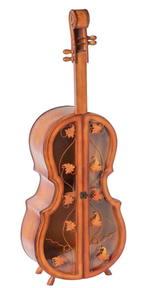 53.50 x 19.75 x 9.50 in. Tall Violin Shaped Wine Cabinet with 2 Shelf & Double Door&#44; Brown