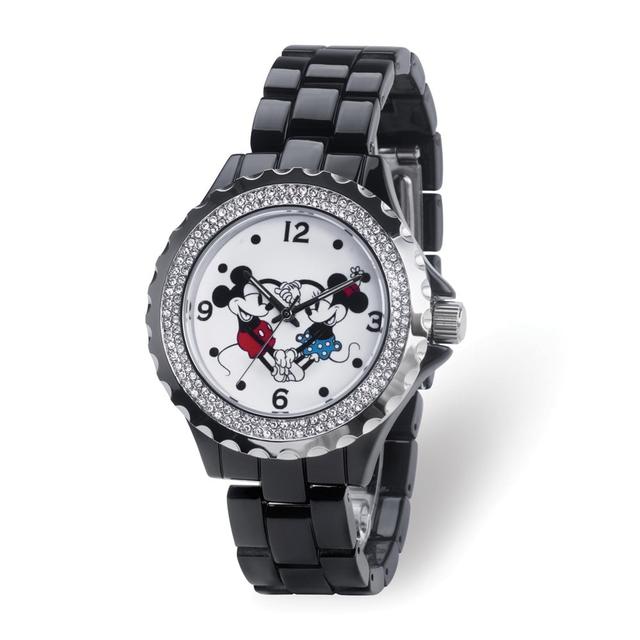 Disney Mickey &amp; Minnie Enamel Sparkle Black Watch