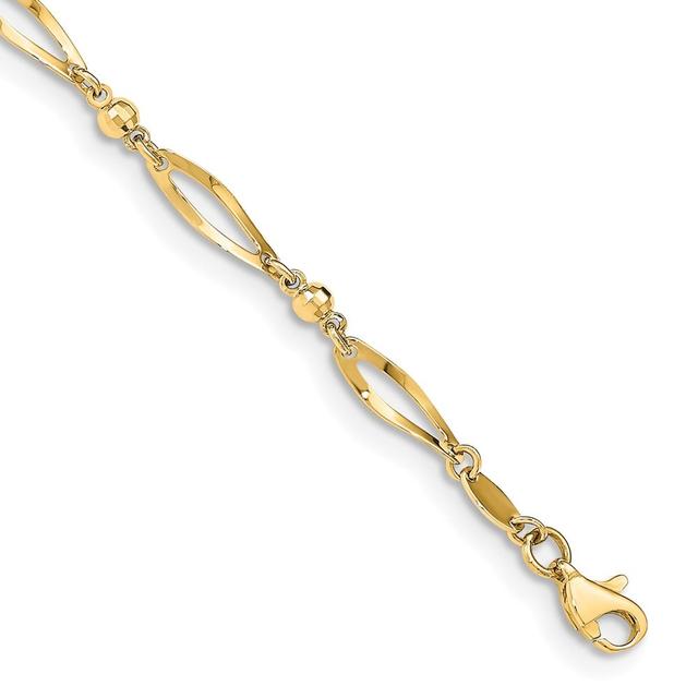 14K Yellow Gold 9 in. Polished &amp; Diamond-Cut 9in Anklet