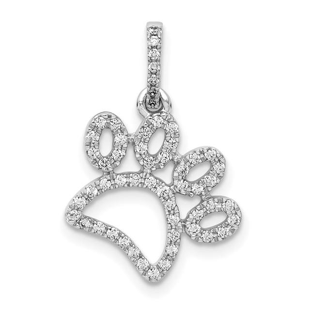 14K White Gold 0.25CT Diamond Paw Print Pendant