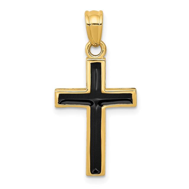 14K Yellow Gold Epoxy Latin Cross Pendant