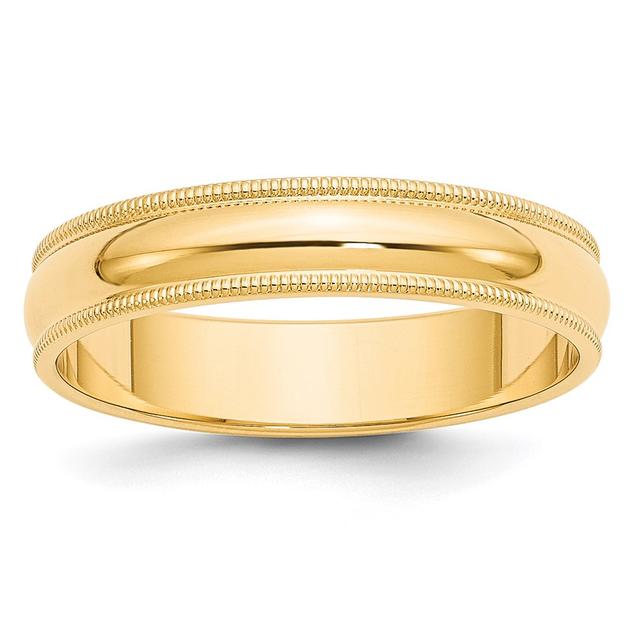 14K Yellow Gold 5 mm Milgrain Half Round Band&#44; Size 10.5