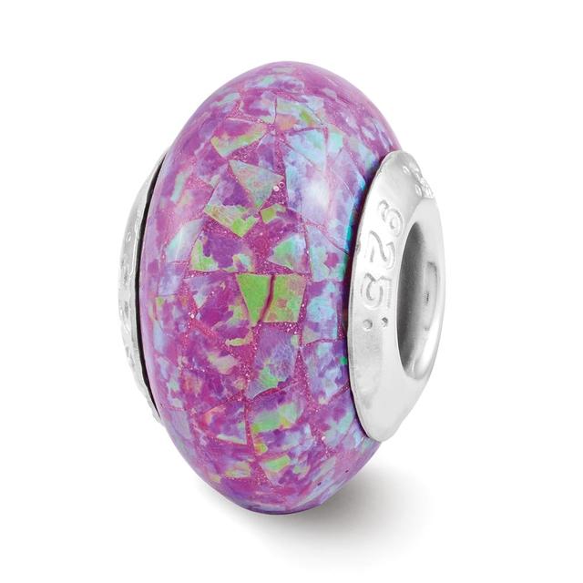 Sterling Silver Reflections Purple Synthetic Opal Mosaic Bead