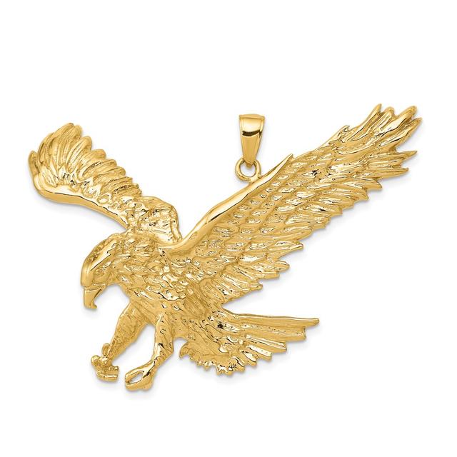 10K Solid Polished Eagle Pendant