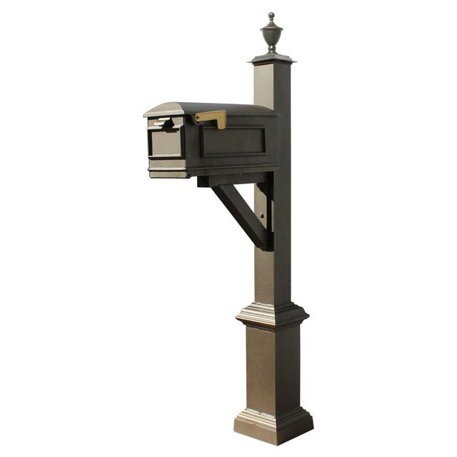 Westhaven System with Lewiston Mailbox, Square Base & Urn Finial, Bronze