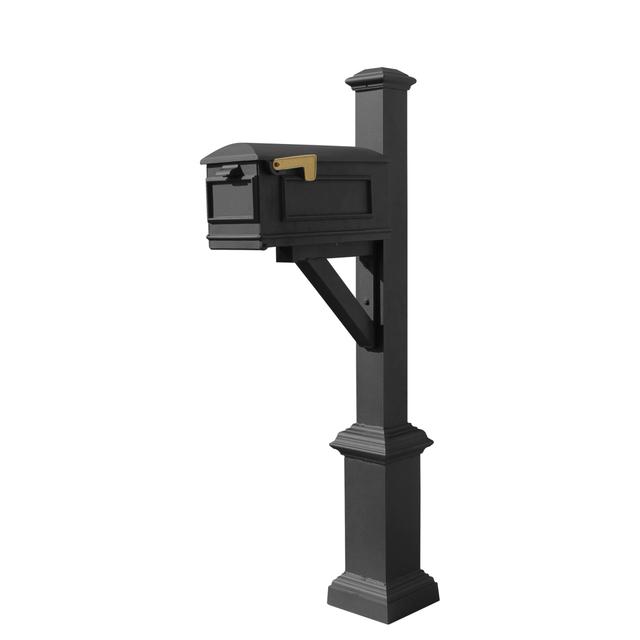 WPD-SB1-S7-LMC-BLK Westhaven System with Lewiston Mailbox, Square Base & Pyramid Finial, Black