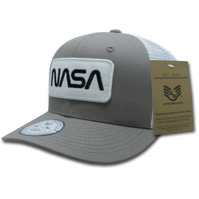 Worm NASA Patch Trucker Cap&#44; Gray & White - One Size