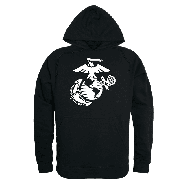 US Marines 3 Pull Over Hoodie&#44; Black - Extra Large