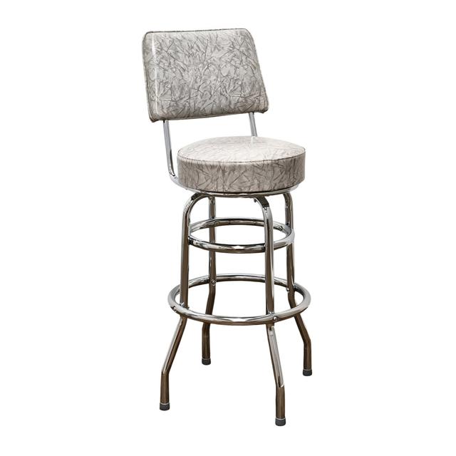 1958CIG 30 in. Retro Home Chrome Upholstered Swivel Bar Stool with Back - Gray