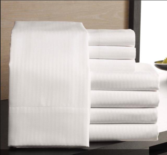 T-250 Satin Striped Cotton Blend Fitted Sheet - King Size - Pack of 6