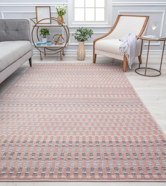 RA32121 8 ft. 3 in. x 10 ft. Jaxon CM40A Uncheckered Geometric Contemporary Pink Area Rug