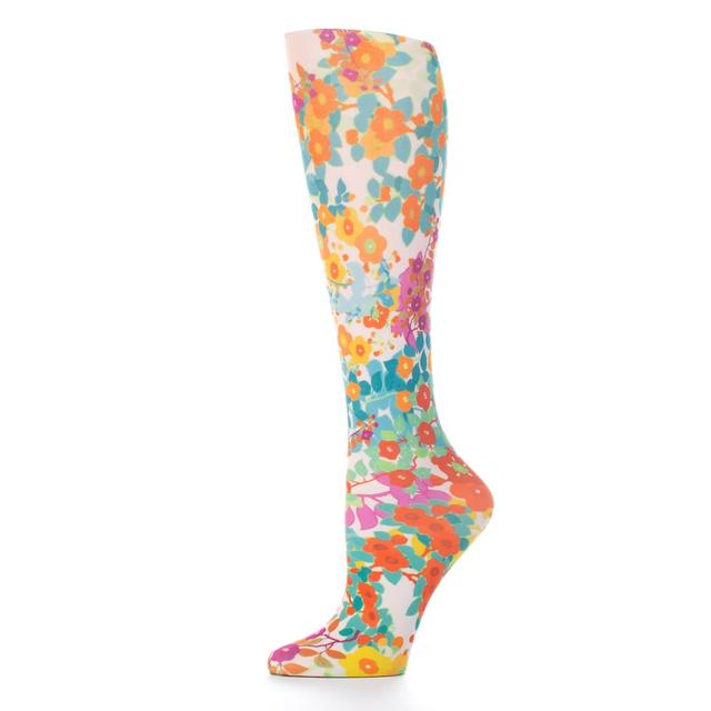 15-20 mmHg Womens Compression Sock with Colorful Stripes Pattern, Multi Color - Regular