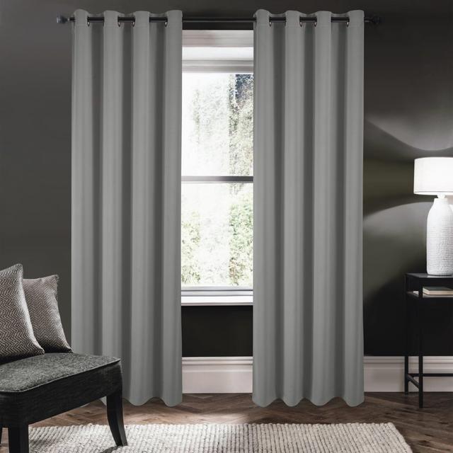 84 in. Riley 100 Percent Blackout Grommet Panels&#44; Charcoal