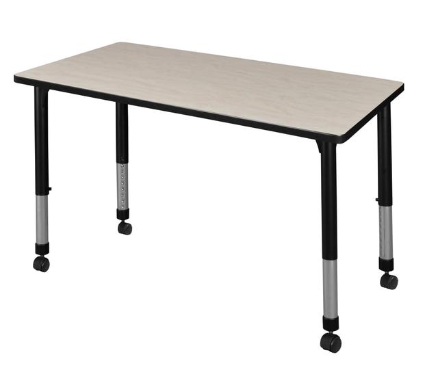 MT4224PLAPCBK 42 x 24 in. Kee Height Adjustable Mobile Classroom Table, Maple