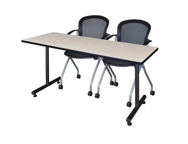 72 x 24 in. Kobe Training Table with Maple & 2 Cadence Nesting Chairs