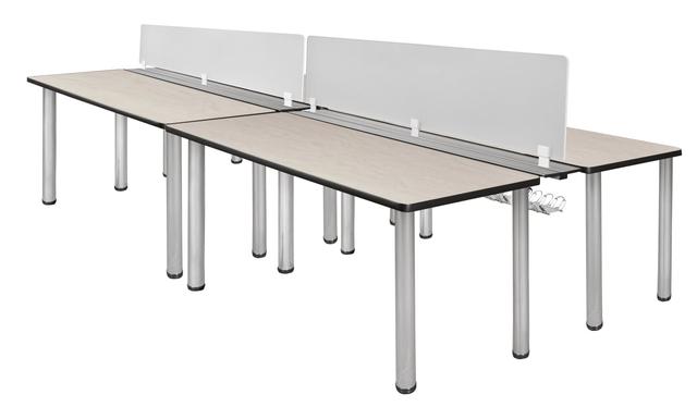 MBSPD12024PLBPCM 60 x 24 in. Kee Double Benching System with Privacy Divider&#44; Maple & Chrome