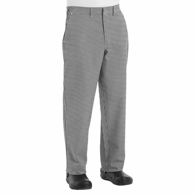 2020BW-56-36U Mens Checked Cook Pant, Black & White - 56 in. Waist - 36 in. Unhemmed Inseam