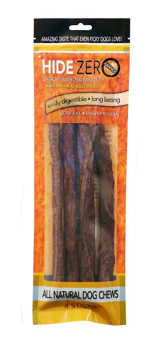 302 10 in. Hide Zero Bully Flavored Rawhide Alternative Chew Treats in Zip Lock Bag - PDQ of 24 - Pack of 4