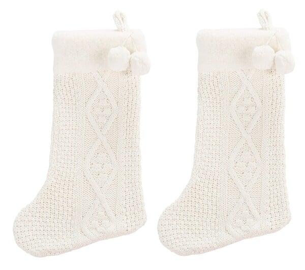 HOL1003A-SET2 Cookie Christmas Stocking, White - Set of 2