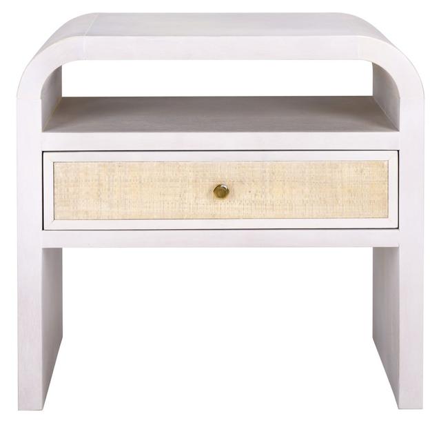 NST6611A Prisha 1 Shelf 1 Drawer Nightstand - White Washed