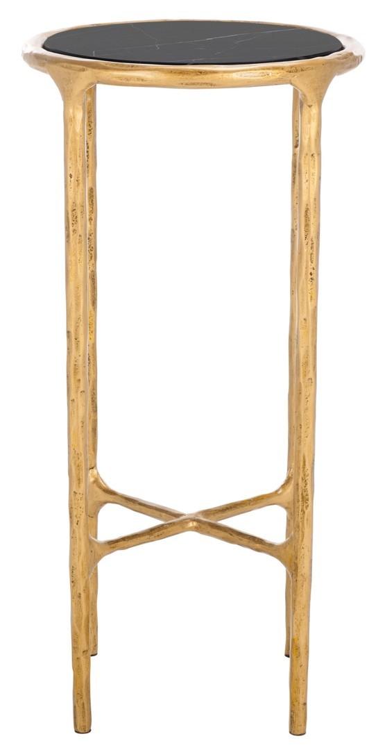 SFV9504F Jessa Metal Tall Rd End Table - Brass & Black