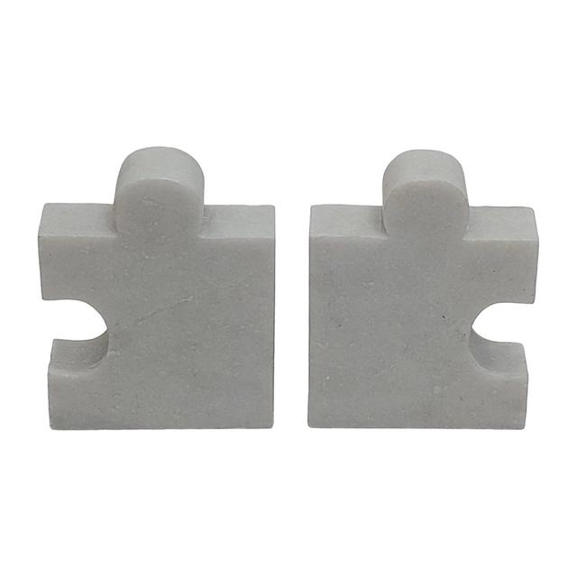 18872 5 in. Marble Puzzle Piece Bookends&#44; White - Set of 2