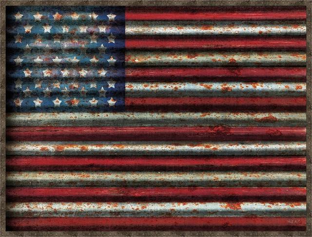 31.5 x 41.5 in. American Flag Framed Canvas Art