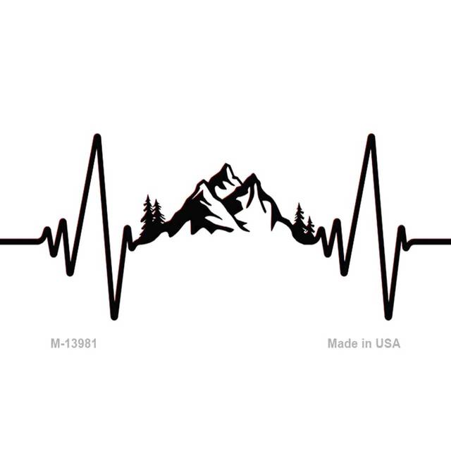M-13981 3.5 x 2 in. Mountains Heart Beat Novelty Metal Magnet