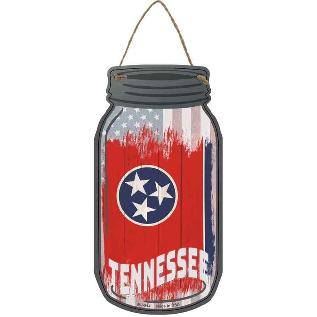 MJ-544 4 x 8 in. Tennessee USA Flag Novelty Metal Mason Jar Sign