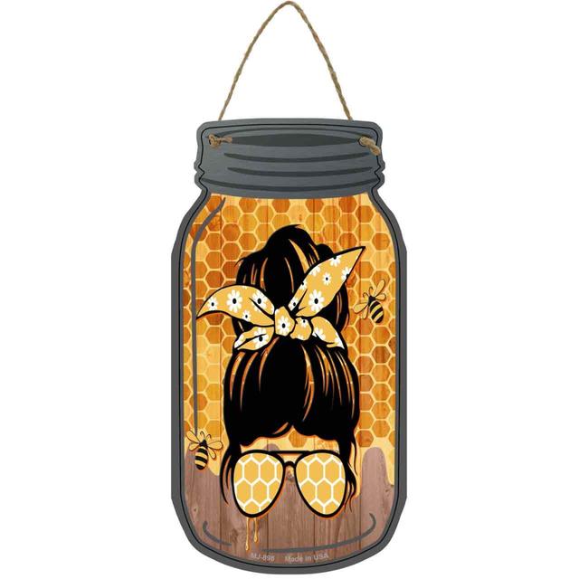 MJ-898 4 x 8 in. Bun Aviators Honey Novelty Metal Mason Jar Sign