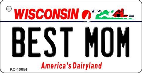KC-10654 Best Mom Wisconsin License Plate Novelty Key Chain - 9 x 12 in.
