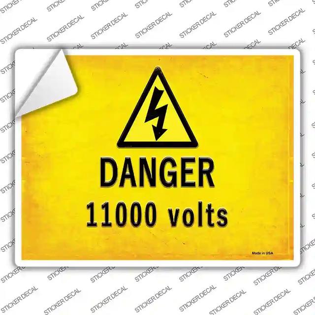 P-2744s-S Danger 11000 Volts Novelty Rectangle Sticker Decal, Small